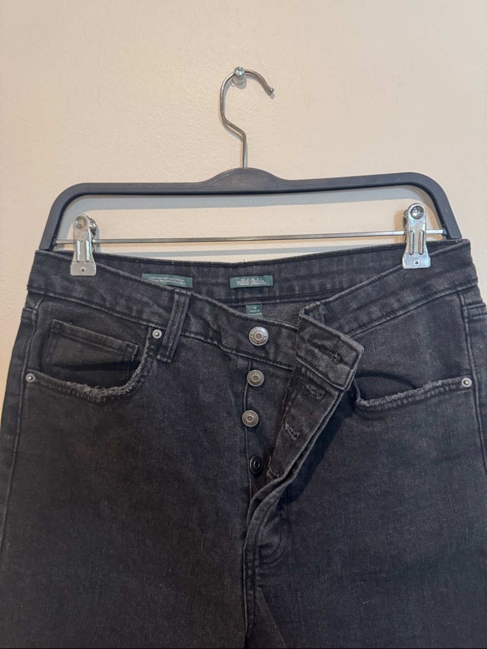 Faded Black Button-Fly High-Rise Jeans